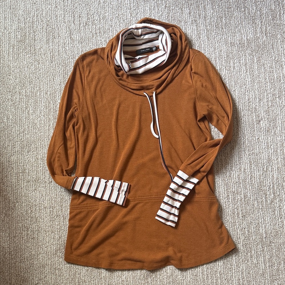 Cowl Neck Layered-Look Sweater - Rust